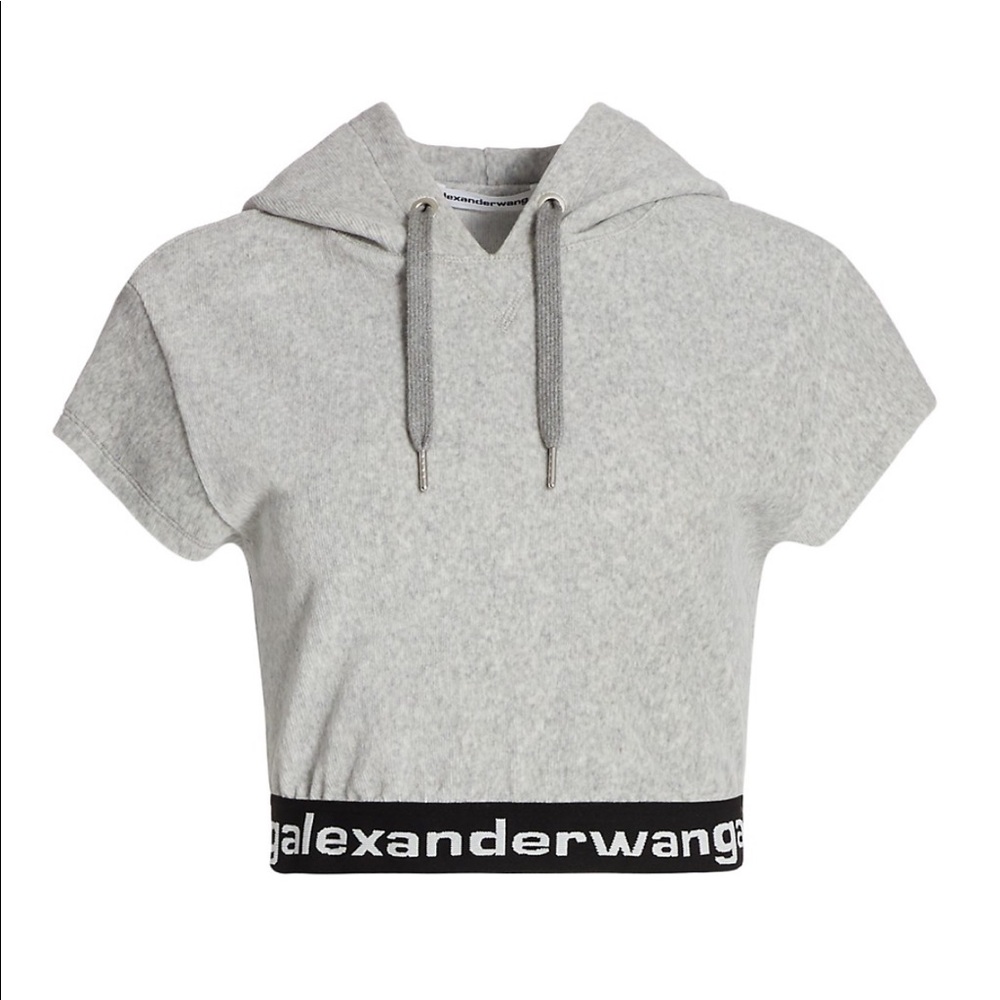 alexander wang cropped stretch t shirt hoodie